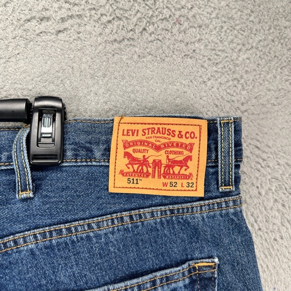 Levis 511 Mens Straight Jeans 52X32 Big Tall‎ Blue 5 Pocket Red Tab Casual NEW - Picture 8 of 13